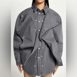 Y/Project Gray Denim Snap Jacket